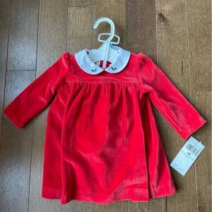 NWT Ralph Lauren Red Velvet Embroidered Dress- 6M